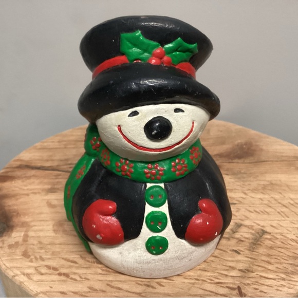 🔴 Vintage Christmas Snowman Piggy/Coin Bank with Stopper - Ceramic Crafted - Picture 2 of 13